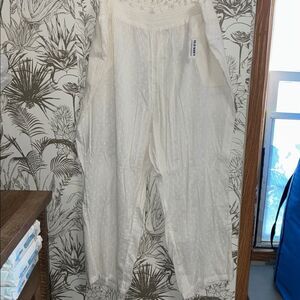Old Navy 2X New White Polka Dot Pants Wide Leg Cover Up